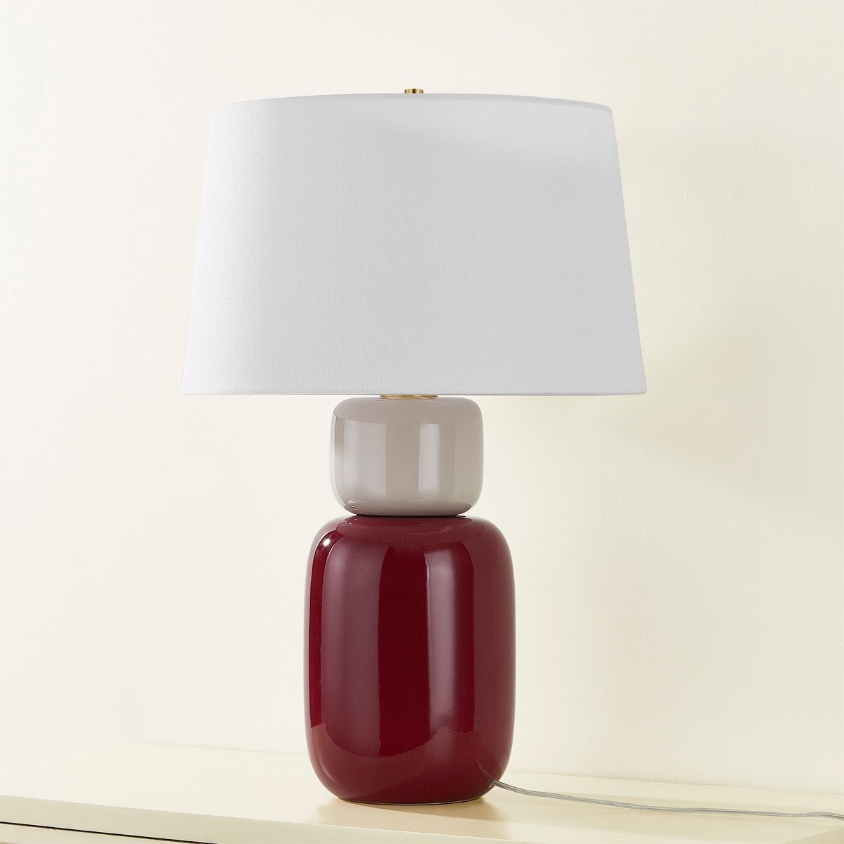 Mitzi-Batya Table Lamp - Minimalist Design with Color Blocking in Bordeaux and Blush Hues