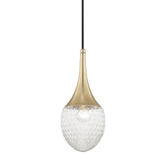 Mitzi-Bella Mini Pendant Light – Fruit-Inspired Design with Glossy Metal & Clear Glass Shade, Aged Brass Finish