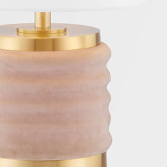 Mitzi Bethany Table Lamp with Velvet Crush in Rosy Blush or Dark Teal and Aged Brass Finish