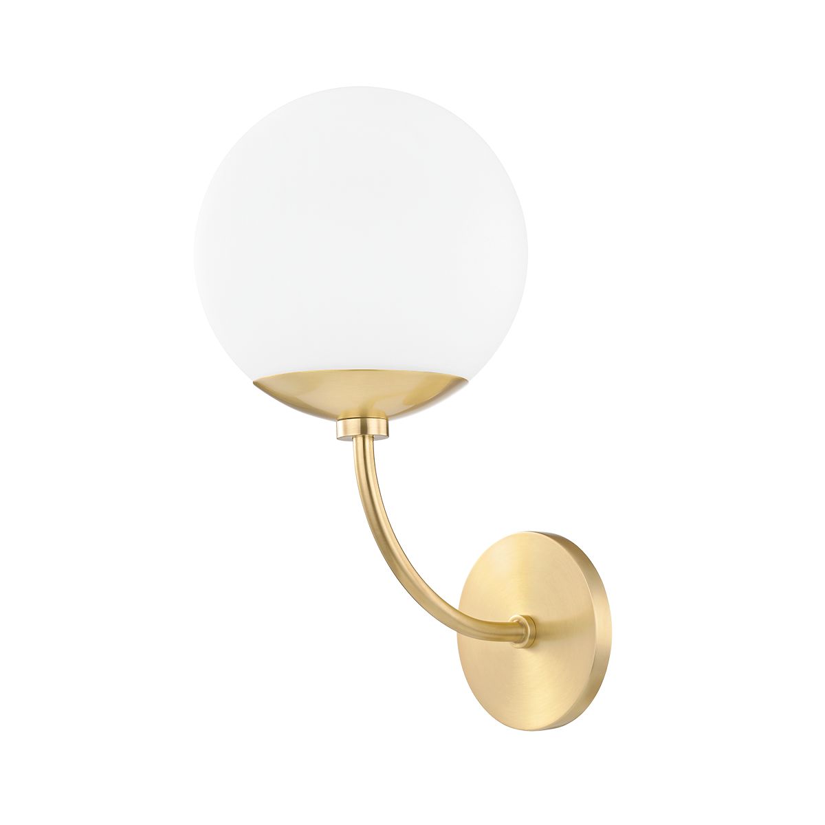 Mitzi-Carrie Sconce - Modern Matte White Glass Globe with Aged Brass Finish for Inviting Ambience