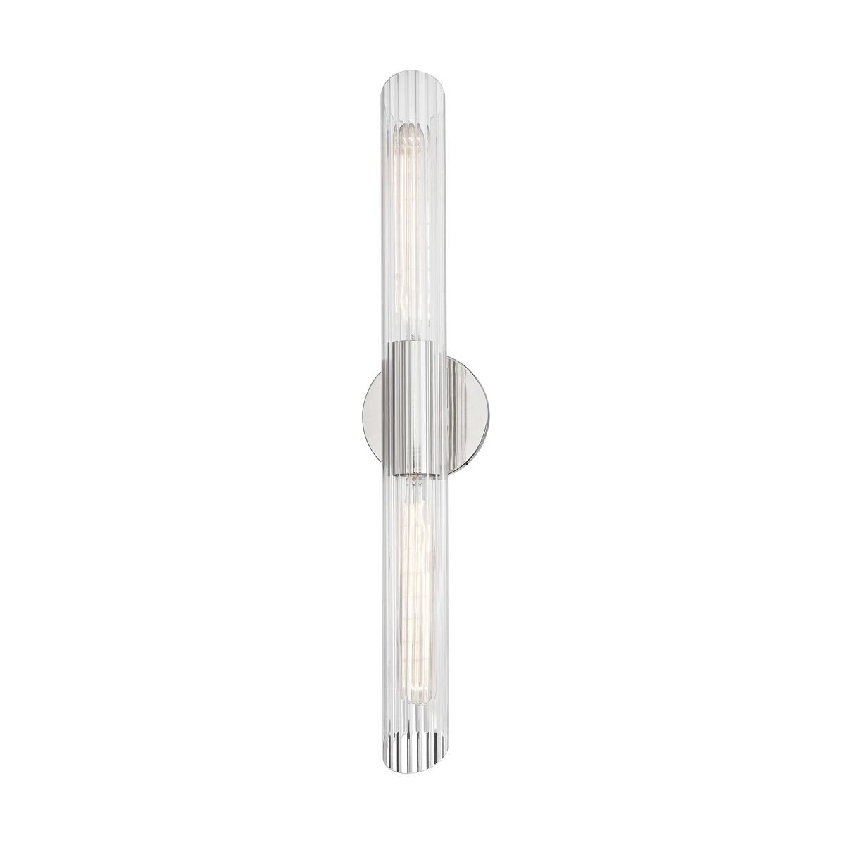 Mitzi-Cecily Large Sconce - Fluted Clear Glass Shades with Metal Accent in Aged Brass, Old Bronze, or Polished Nickel