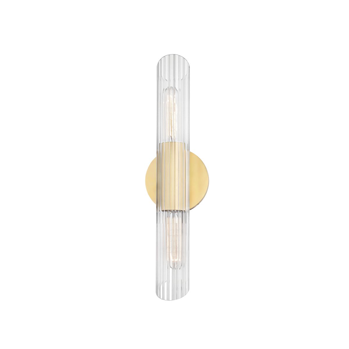 Mitzi-Cecily Sconce With Fluted Clear Glass Shades In Aged Brass, Old Bronze & Polished Nickel Finishes