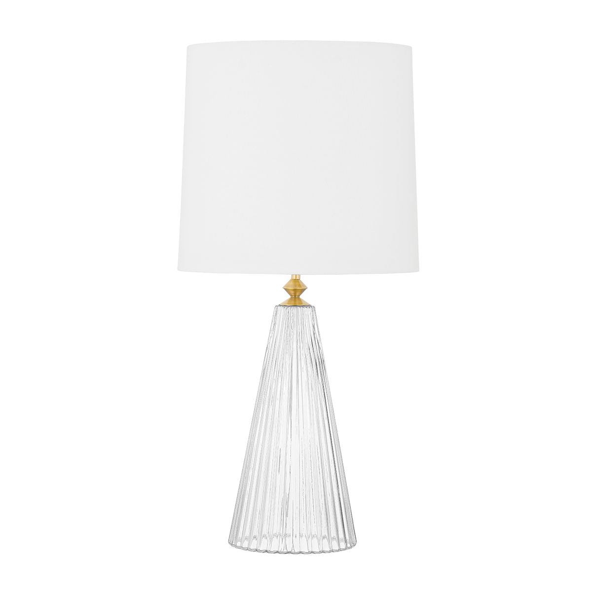 Mitzi Christie Table Lamp With Clear Glass Fluted Base And Aged Brass Neck Accent