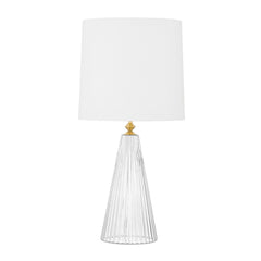 Mitzi Christie Table Lamp With Clear Glass Fluted Base And Aged Brass Neck Accent