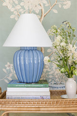 Mitzi-Clarendon Table Lamp - Crackled Ceramic Design with Textured Blue Hue and Elegant Fluting