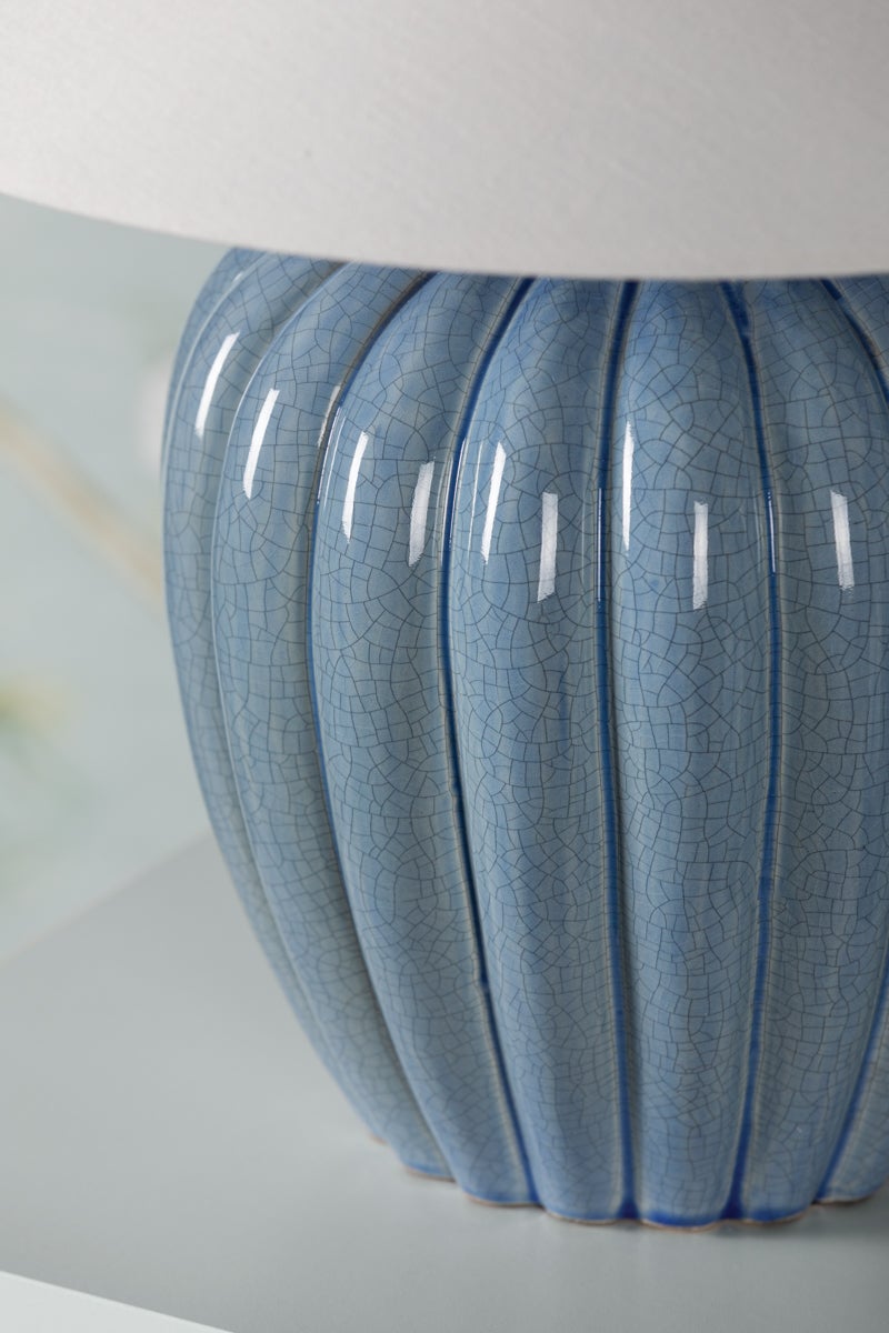 Mitzi-Clarendon Table Lamp - Crackled Ceramic Design with Textured Blue Hue and Elegant Fluting