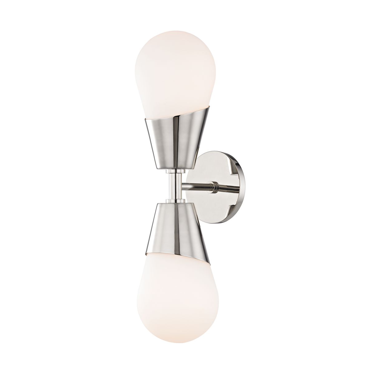 Mitzi Cora Sconce 2-Light Wall Light With Matte White Glass Shade In Aged Brass, Old Bronze, Polished Nickel