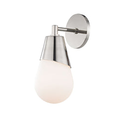 Mitzi Cora Sconce With Matte White Glass Shade In Aged Brass, Old Bronze, Or Polished Nickel Finishes