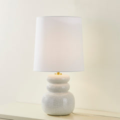 Mitzi-Corinne Table Lamp - Playful Pillowy Design with Crackled Finish and Linen Shade in Blush Tone