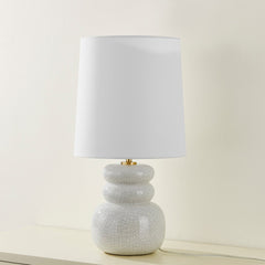 Mitzi-Corinne Table Lamp - Playful Pillowy Design with Crackled Finish and Linen Shade in Blush Tone