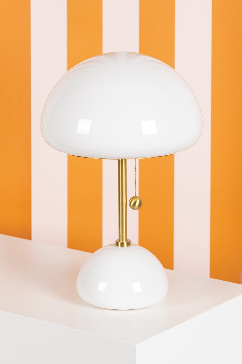 Mitzi-Cortney Table Lamp With Opal Glossy Glass Shade And Aged Brass Details