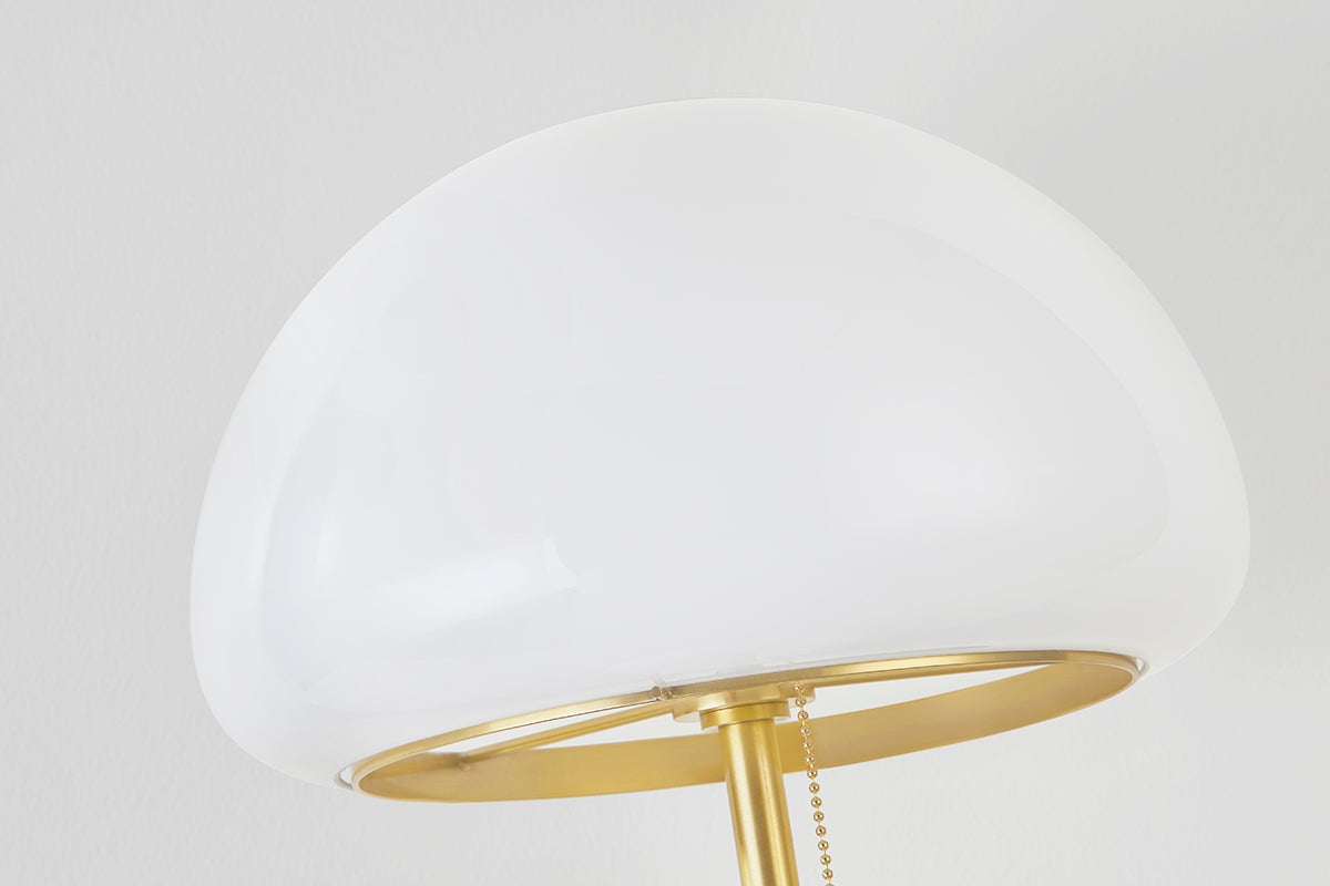 Mitzi-Cortney Table Lamp With Opal Glossy Glass Shade And Aged Brass Details