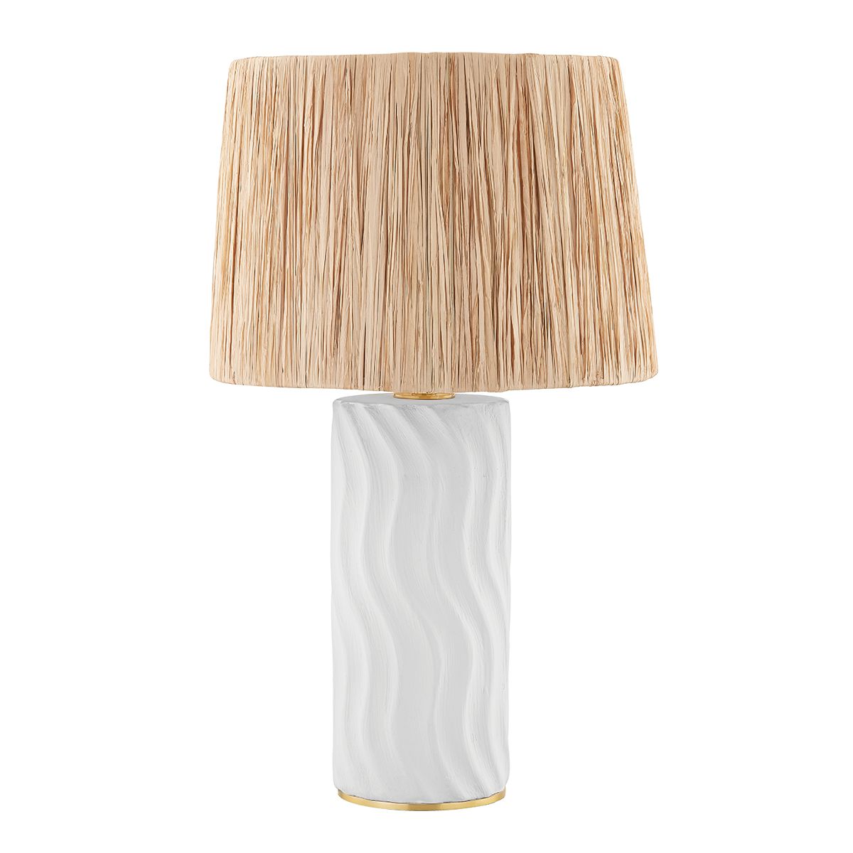 Mitzi-Daniella Table Lamp with Wavy Textured Base and Raffia-Wrapped Shade for Modern or Transitional Decor