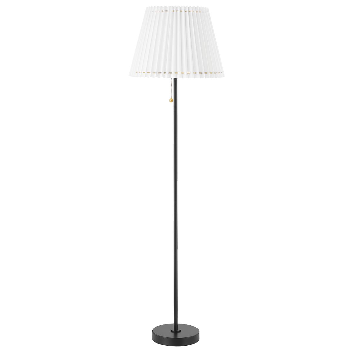 Mitzi Demi Floor Lamp - Tall Modern Design with Pleated White Shade in Aged Brass or Soft Black Finish