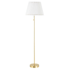 Mitzi Demi Floor Lamp - Tall Modern Design with Pleated White Shade in Aged Brass or Soft Black Finish