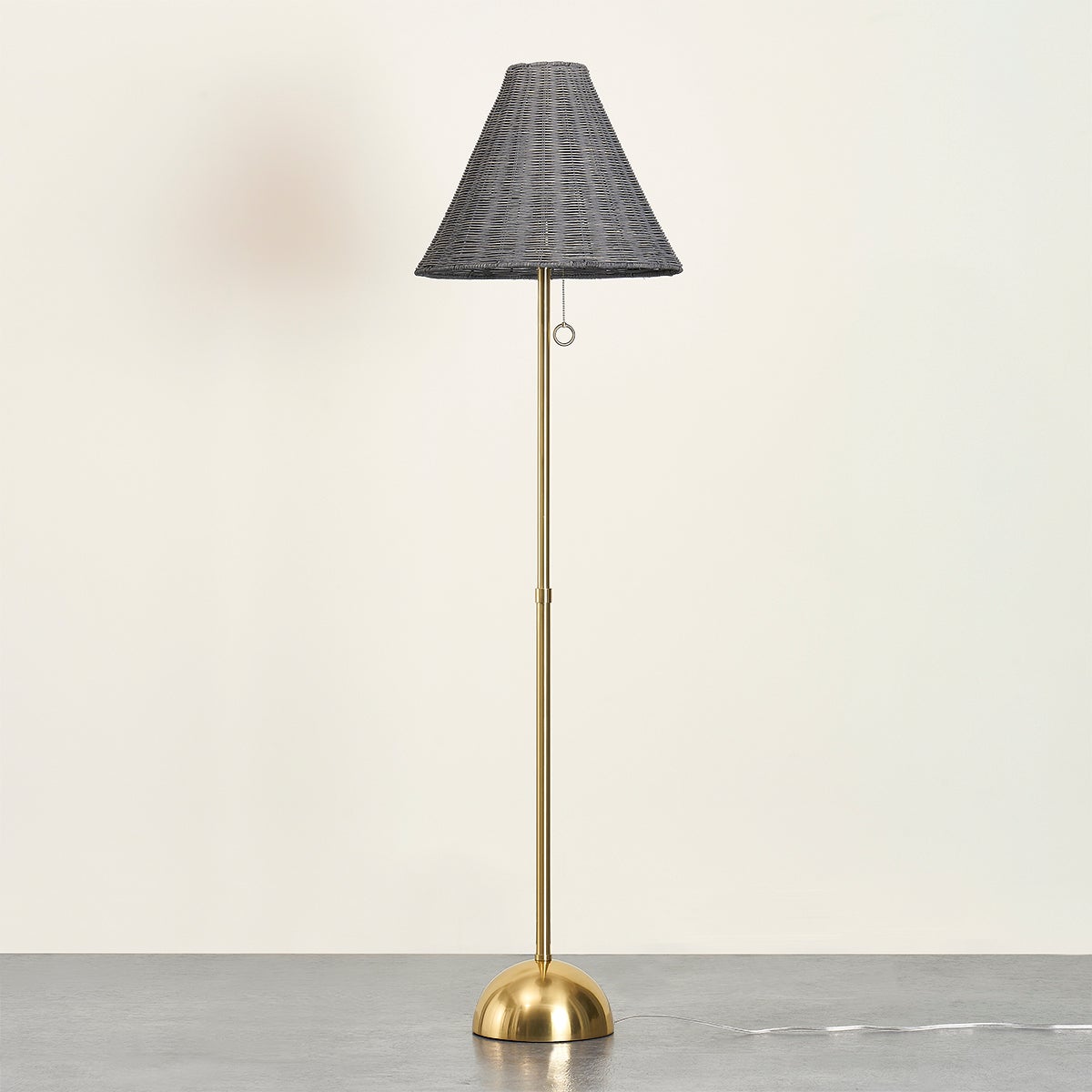 Mitzi Destiny Floor Lamp - Coastal-Inspired Wicker With Polished Aged Brass Accent, Warm Glow