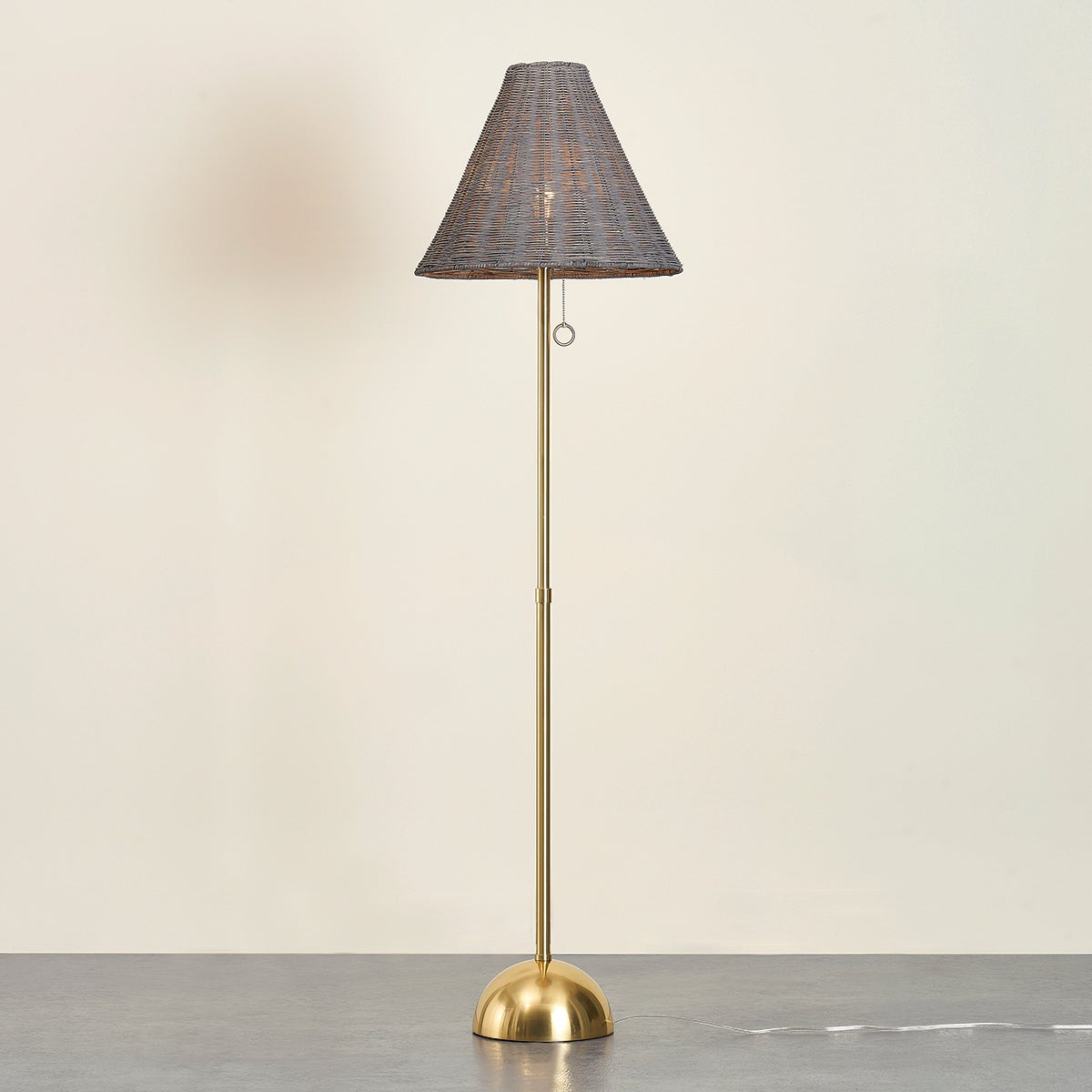 Mitzi Destiny Floor Lamp - Coastal-Inspired Wicker With Polished Aged Brass Accent, Warm Glow