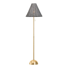 Mitzi Destiny Floor Lamp - Coastal-Inspired Wicker With Polished Aged Brass Accent, Warm Glow