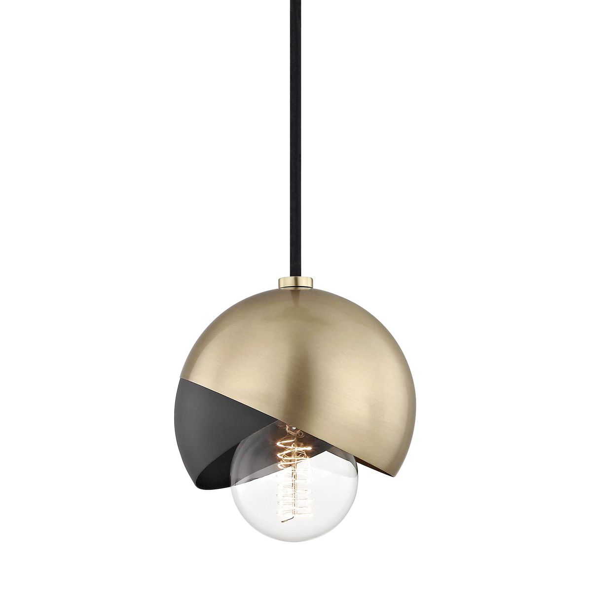 Mitzi-Emma Pendant Light - Modern Two-Tone Design in Glossy Aged Brass with Black Accents