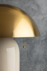 Mitzi Gaia Table Lamp With Antique Brass Dome Shade And Hand-Crafted White Crackle Glaze Base