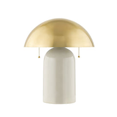 Mitzi Gaia Table Lamp With Antique Brass Dome Shade And Hand-Crafted White Crackle Glaze Base