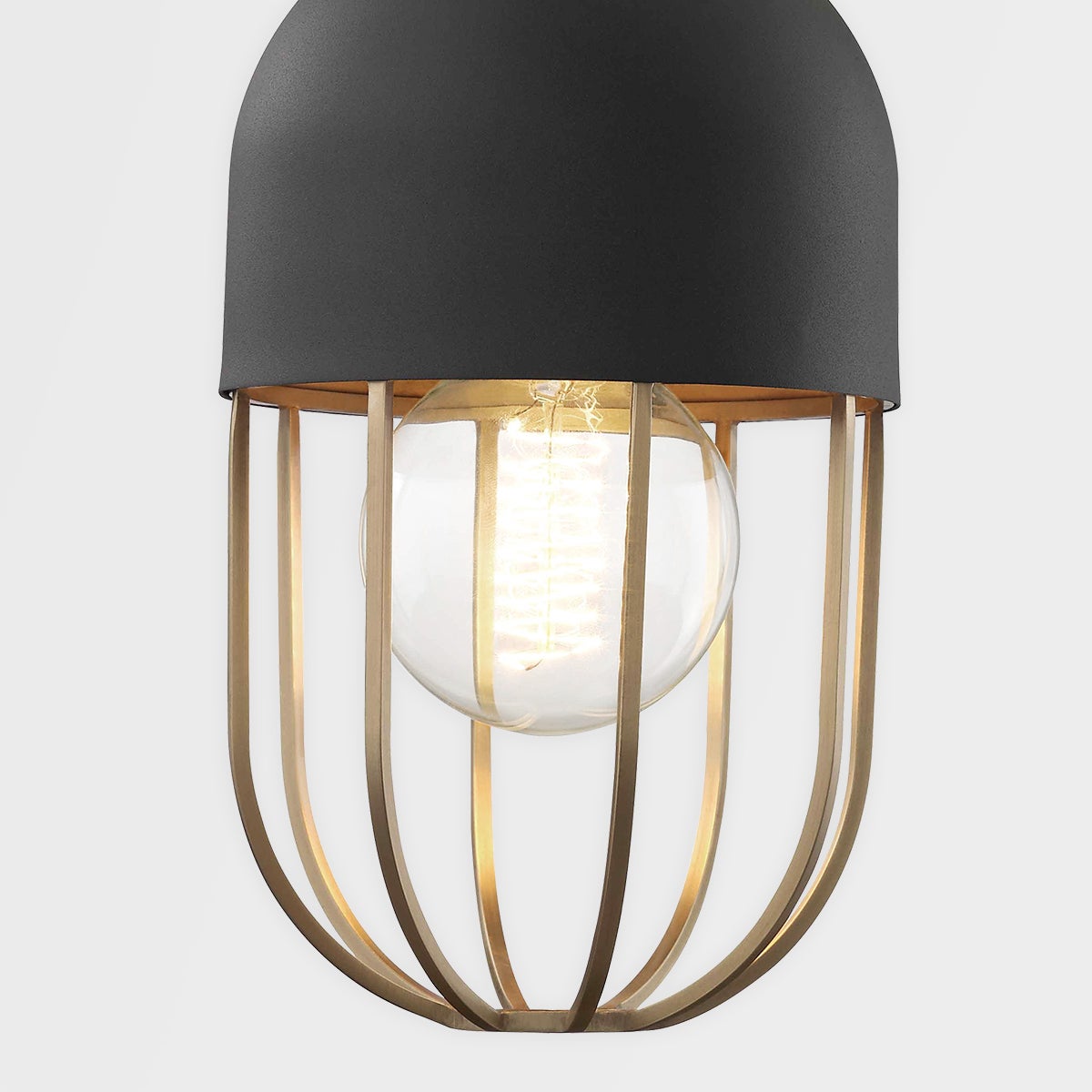 Mitzi Haley Sconce – Elegant Metal Cage Design with Dark Domed Shade in Aged Brass or Polished Nickel