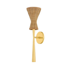 Mitzi Honey Wall Sconce - Handmade Wicker Design with Aged Brass Stem, Mid-Century Modern Accent Light