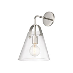 Mitzi Karin Sconce - Modern Design with Clear Glass Shade and Chic Metal Strap, Aged Brass or Polished Nickel