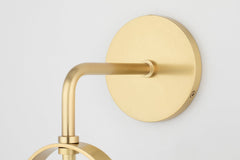 Mitzi Karin Sconce - Modern Design with Clear Glass Shade and Chic Metal Strap, Aged Brass or Polished Nickel