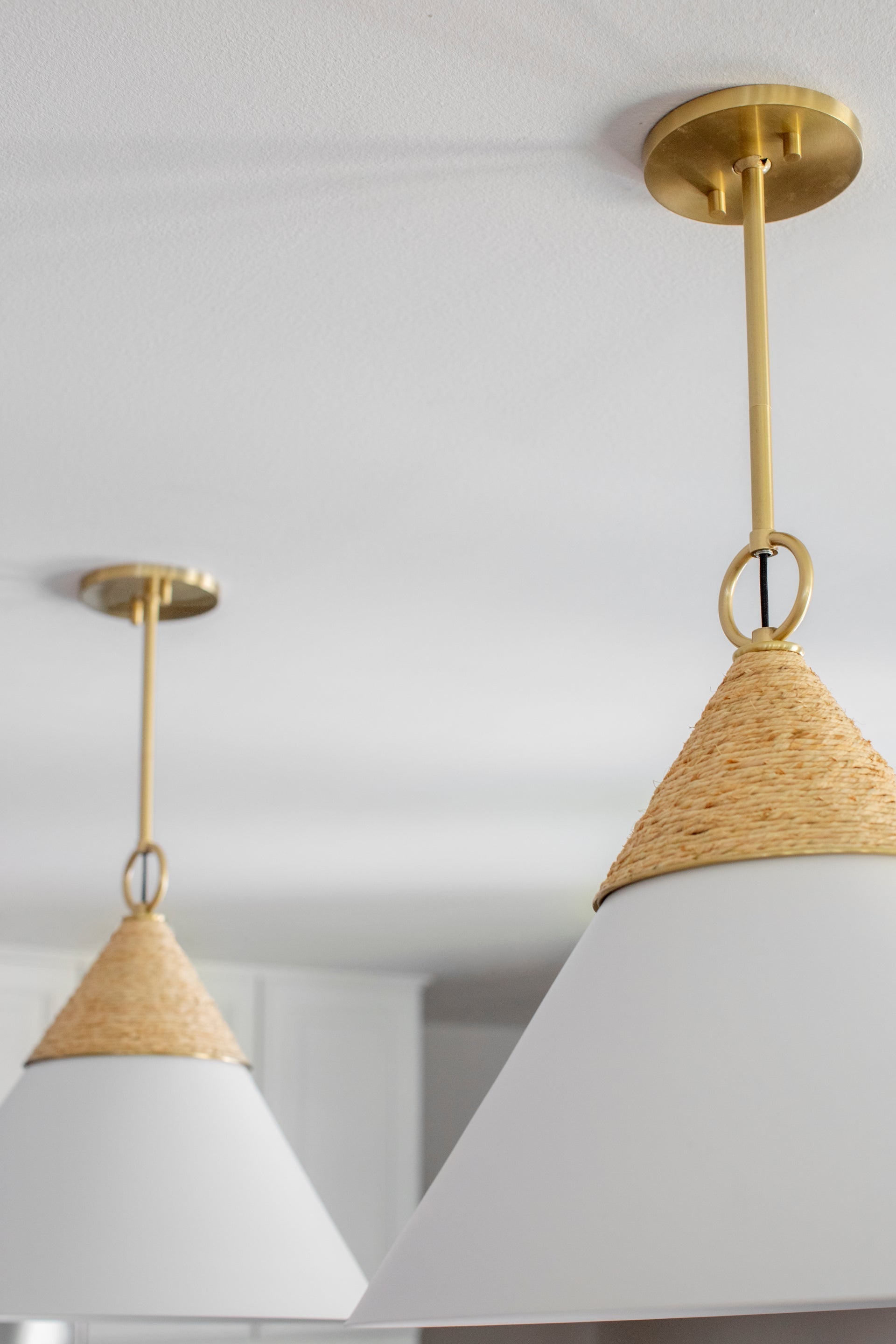 Mitzi Large Mica Pendant Light With Aged Brass Metalwork And Wrapped Raffia - Coastal Charm Fixture