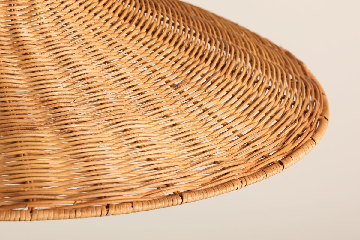 Mitzi Laudine Woven Wicker Pendant Light in Aged Brass - Vintage-Inspired Straw Hat Design