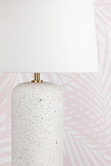 Mitzi Margaret Table Lamp in Blue-Grey Terrazzo with Aged Brass Details for Elegant Accent Lighting