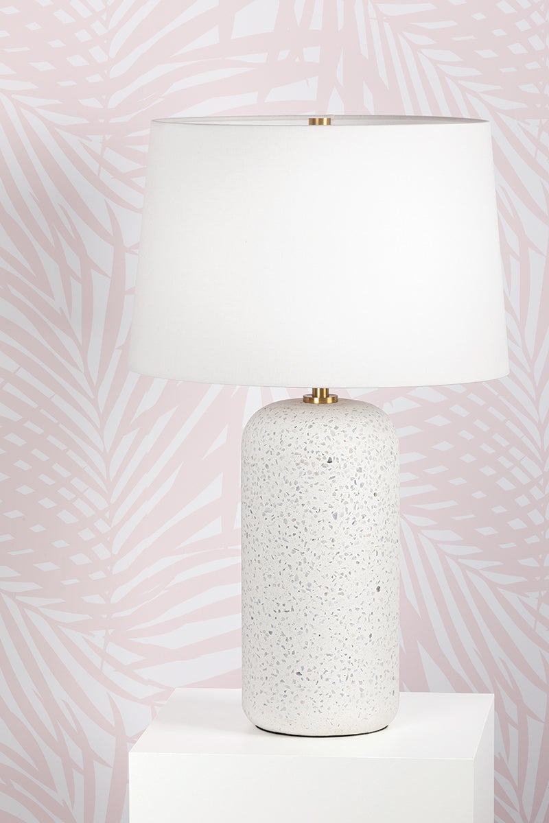 Mitzi Margaret Table Lamp in Blue-Grey Terrazzo with Aged Brass Details for Elegant Accent Lighting