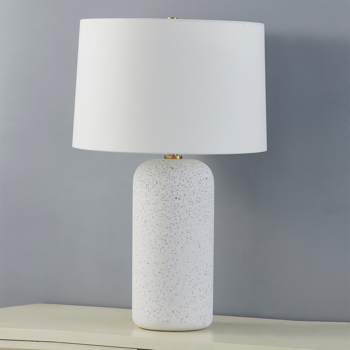 Mitzi Margaret Table Lamp in Blue-Grey Terrazzo with Aged Brass Details for Elegant Accent Lighting