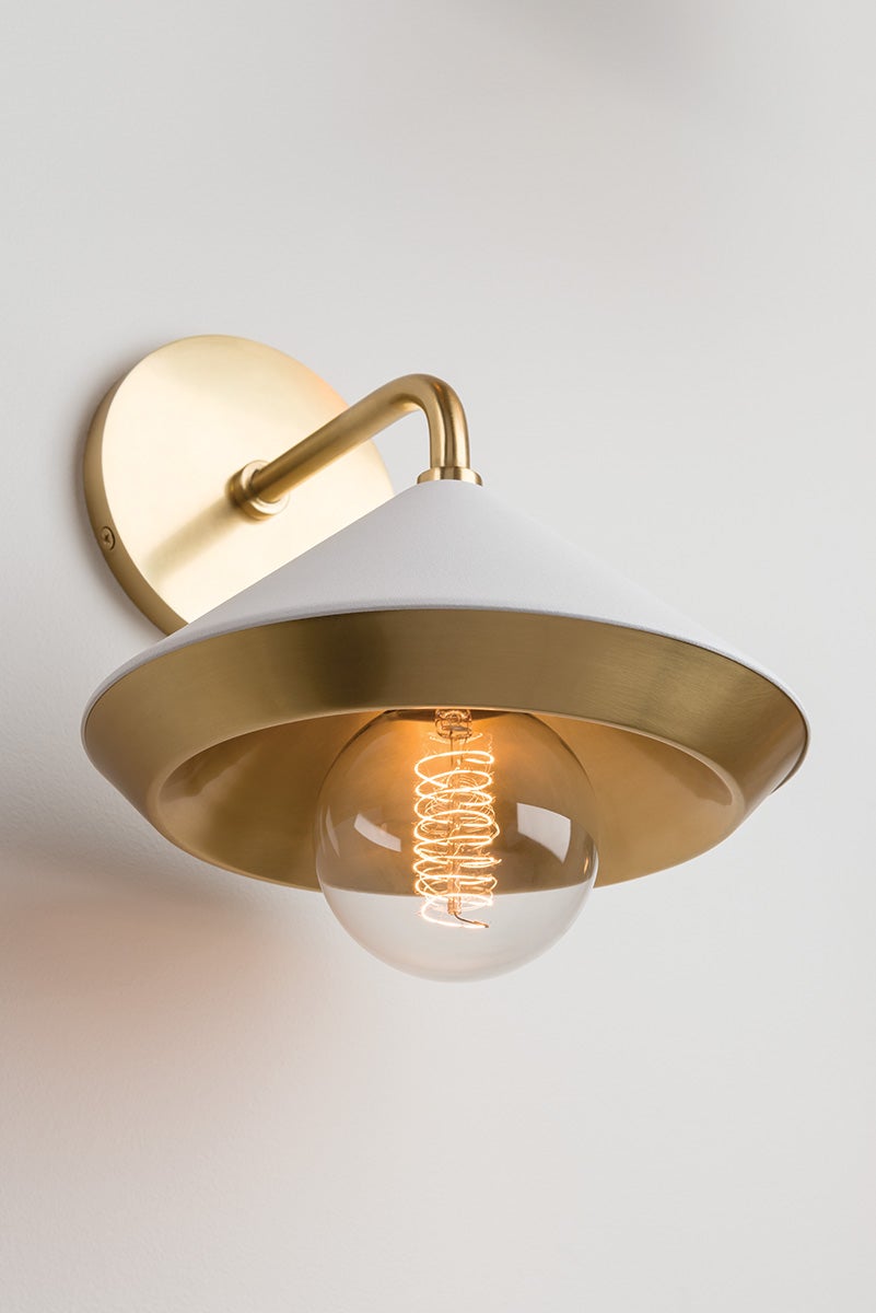 Mitzi Marnie Sconce - Contemporary Aged Brass Wall Light, Blend of Modern and Classic Design