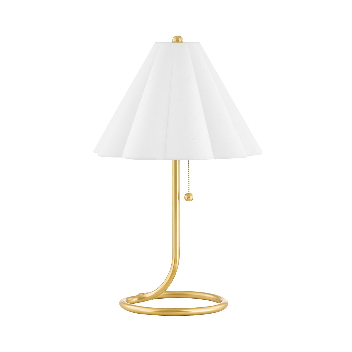 Mitzi-Martha Table Lamp With Aged Brass Twisting Base And White Linen Scalloped Shade