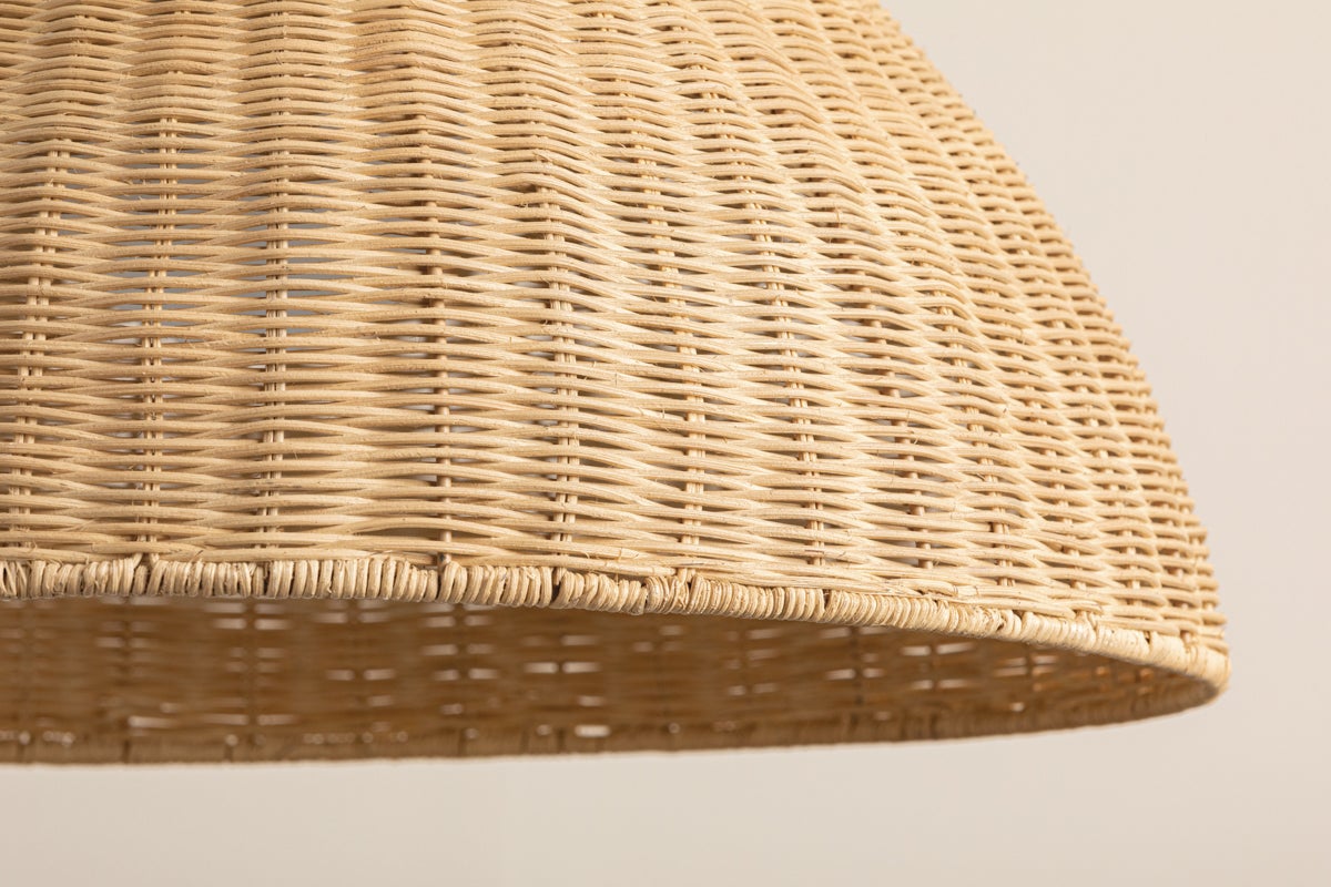 Mitzi-Mayla Large Pendant Light - Woven Rattan Shade with Aged Brass Chain, Coastal-Inspired Elegance