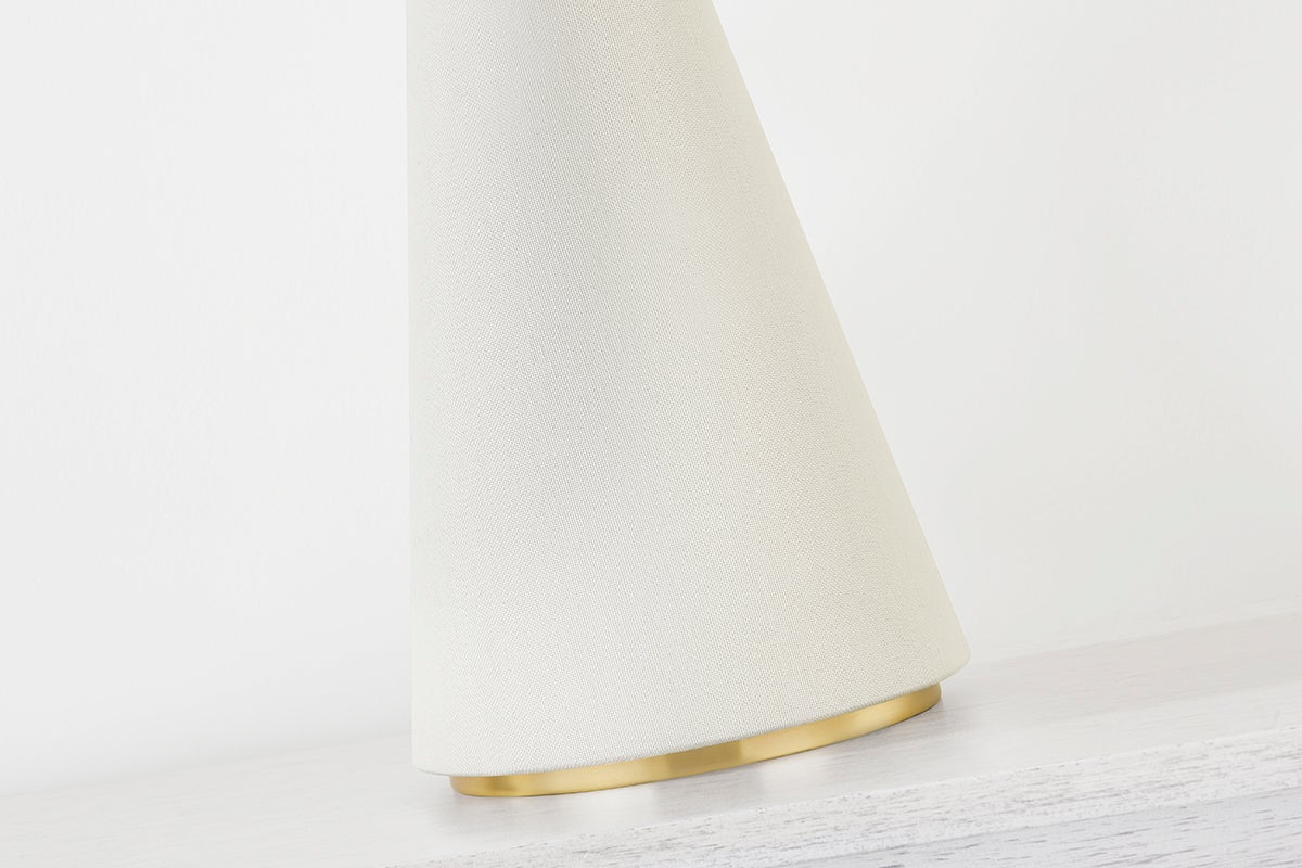 Mitzi-Mid-Century Modern Jen Table Lamp with Cream or Black Linen Shade and Sculptural Design