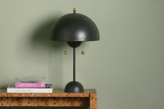 Mitzi-Midcentury Inspired Jojo Table Lamp with Decorative Perforated Dome Shade in Moody Green Finish