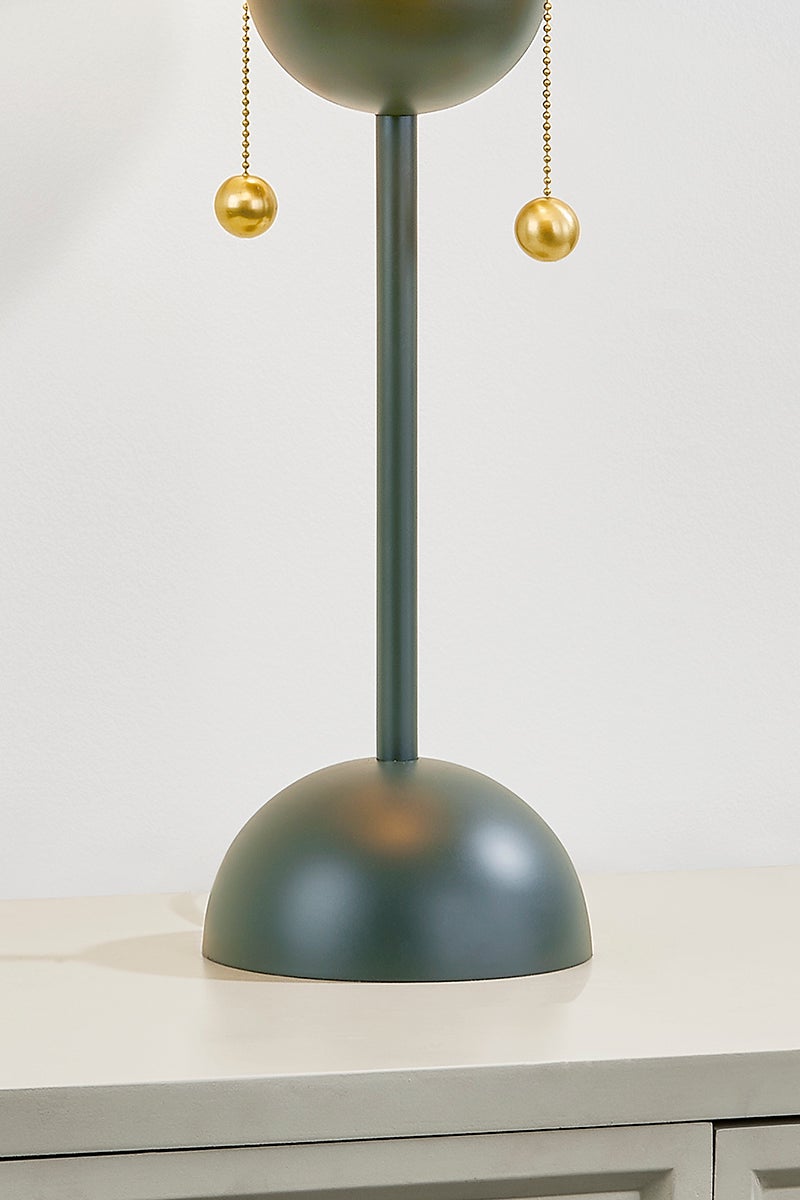 Mitzi-Midcentury Inspired Jojo Table Lamp with Decorative Perforated Dome Shade in Moody Green Finish