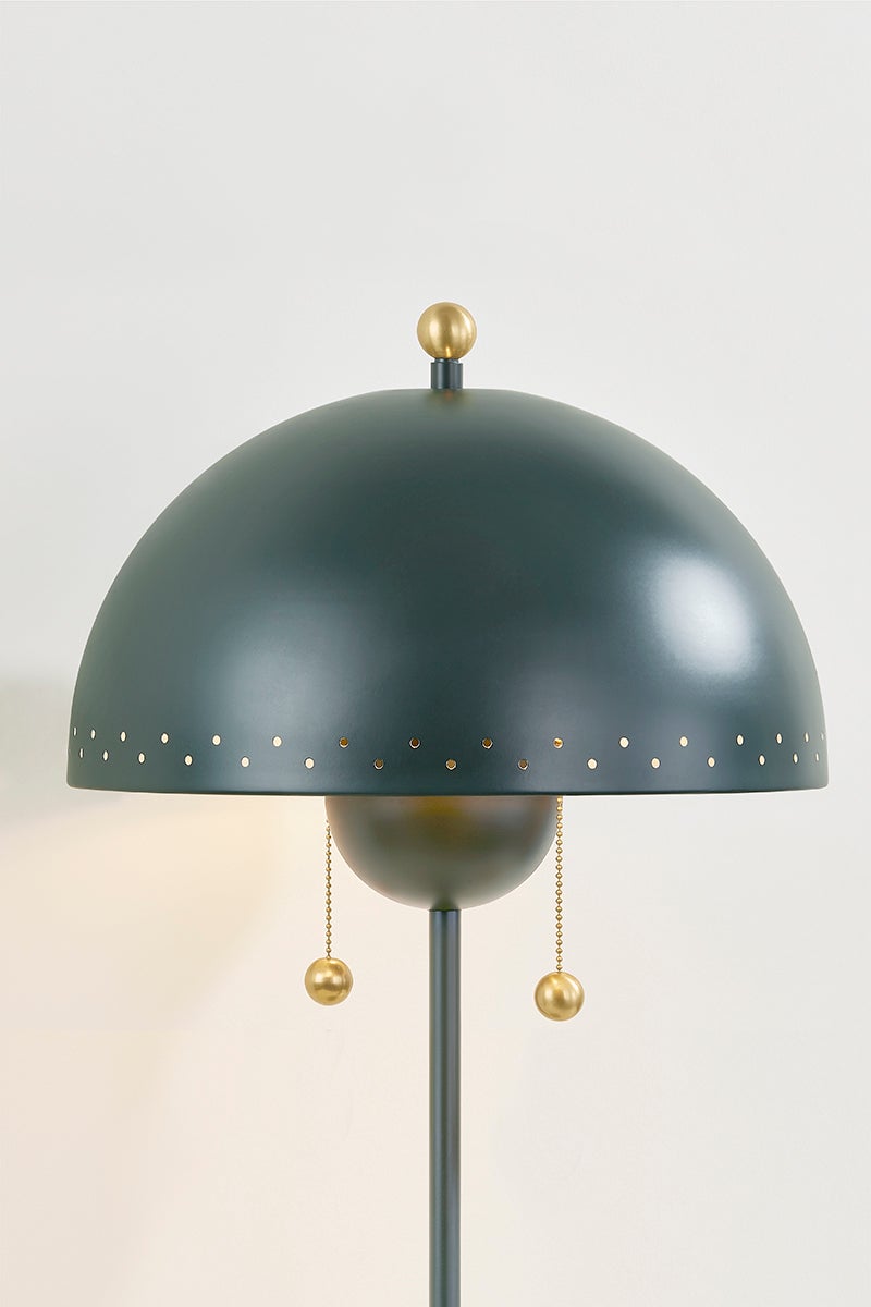 Mitzi-Midcentury Inspired Jojo Table Lamp with Decorative Perforated Dome Shade in Moody Green Finish