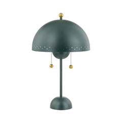 Mitzi-Midcentury Inspired Jojo Table Lamp with Decorative Perforated Dome Shade in Moody Green Finish