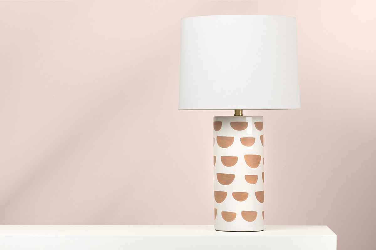 Mitzi-Minnie Table Lamp - Handmade Satin White Ceramic with Geometric Patterns and Aged Brass Accents