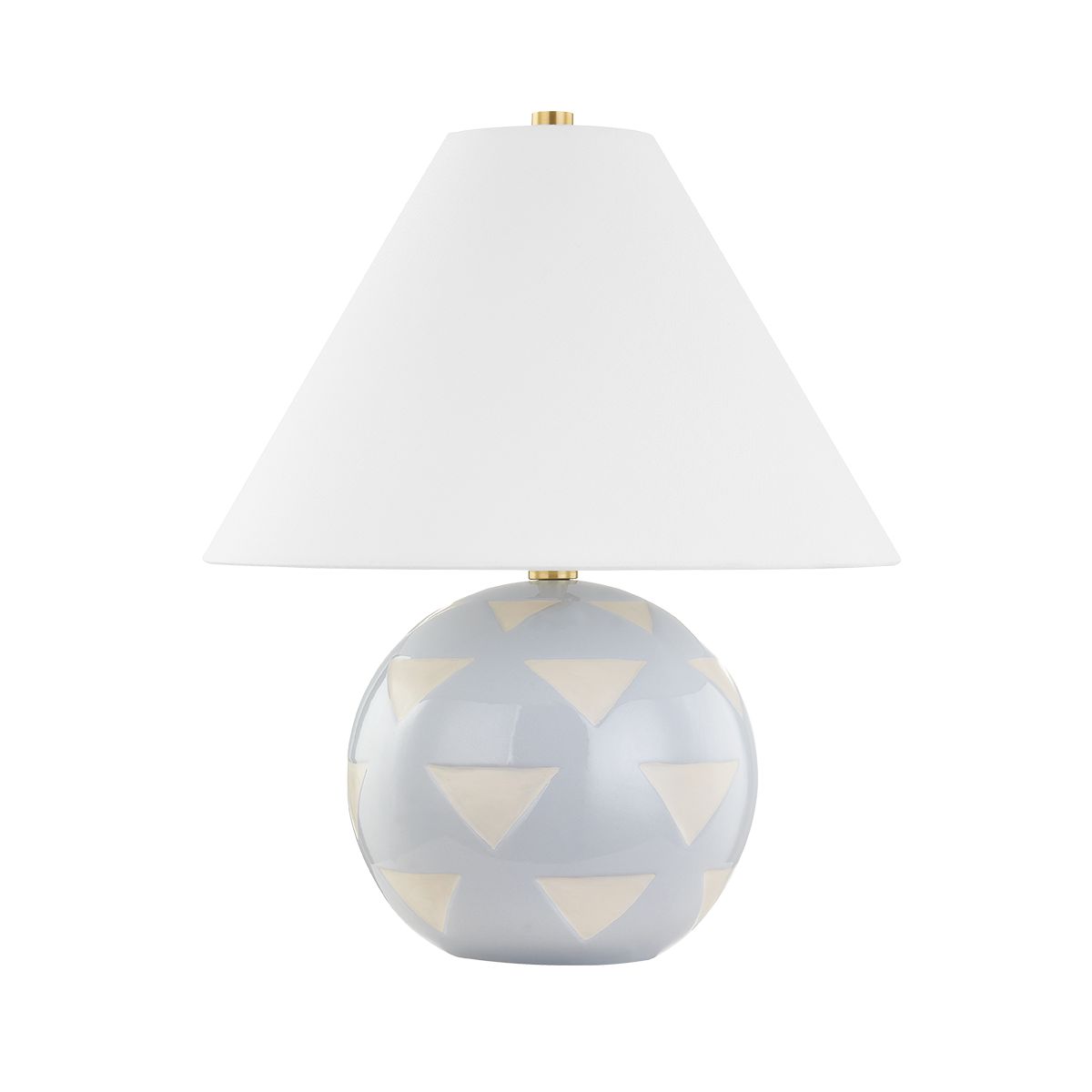 Mitzi-Minnie Table Lamp - Satin Blue Ceramic Base with Geometric Pattern and Aged Brass Accent