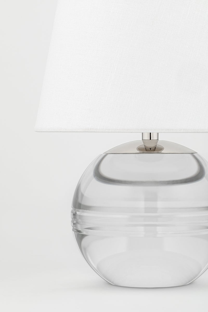 Mitzi-Nicole Table Lamp with Crystal Base and Ripple Cut Design, Linen Shade, Portable Accent Lighting