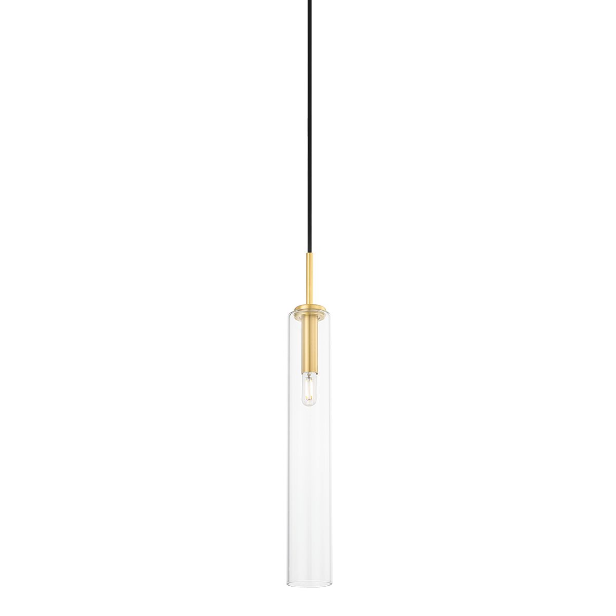 Mitzi-Nyah Mini Pendant Light With Oversized Glass Shade In Aged Brass Or Polished Nickel Finish