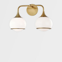 Mitzi-Reese 2-Light Vanity Light with Glossy Opal Shades in Aged Brass, Old Bronze, or Polished Nickel