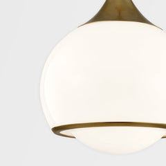 Mitzi-Reese Medium Pendant Light – Victorian Design with Glossy Opal Shade and Aged Brass Accents