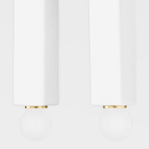 Mitzi-Roshani Wall Sconce With Matte White Ceramic, Aged Brass Backplate