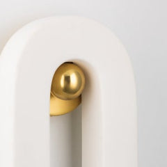 Mitzi-Roshani Wall Sconce With Matte White Ceramic, Aged Brass Backplate